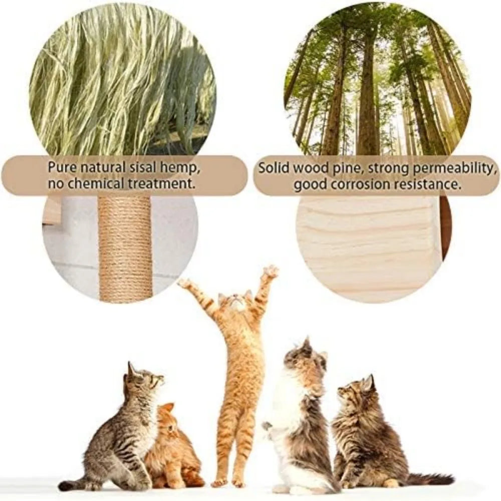 9pcs Wall Wood Climber Set - 2 Cat Condos Houses 4 Shelves 2 Ladders 1 Sisal Cat Scratching Post Cat Steps