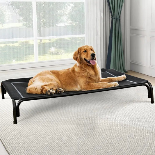 Elevated Dog Bed, Outdoor for Large Sized Dog, Portable Cooling Pet Cot with Breathable & Washable Mesh,