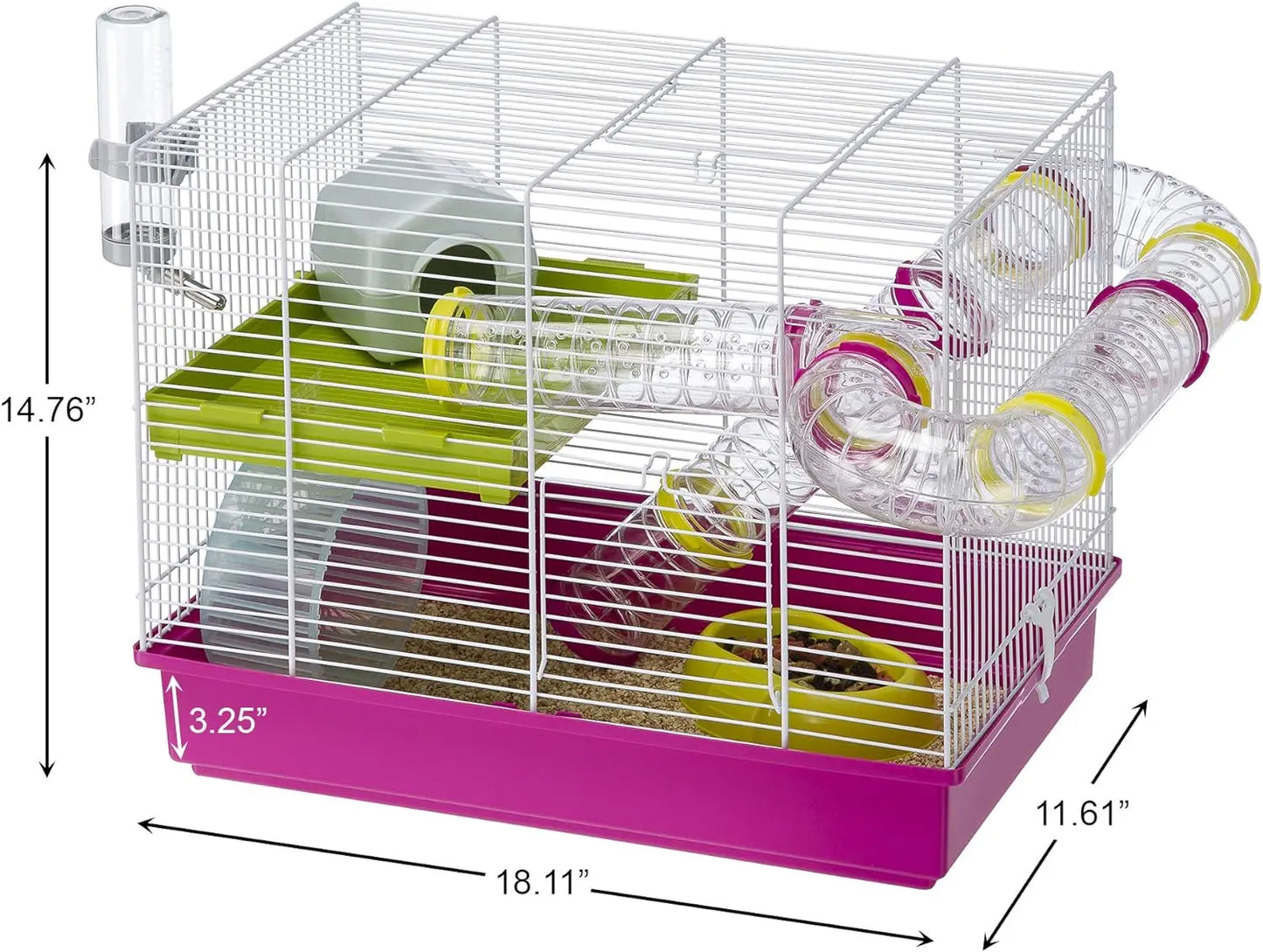 Small Hamster Cage Fun & Interactive Cage Measures 18.11L x 11.61W x 14.8H & Includes All Accessories