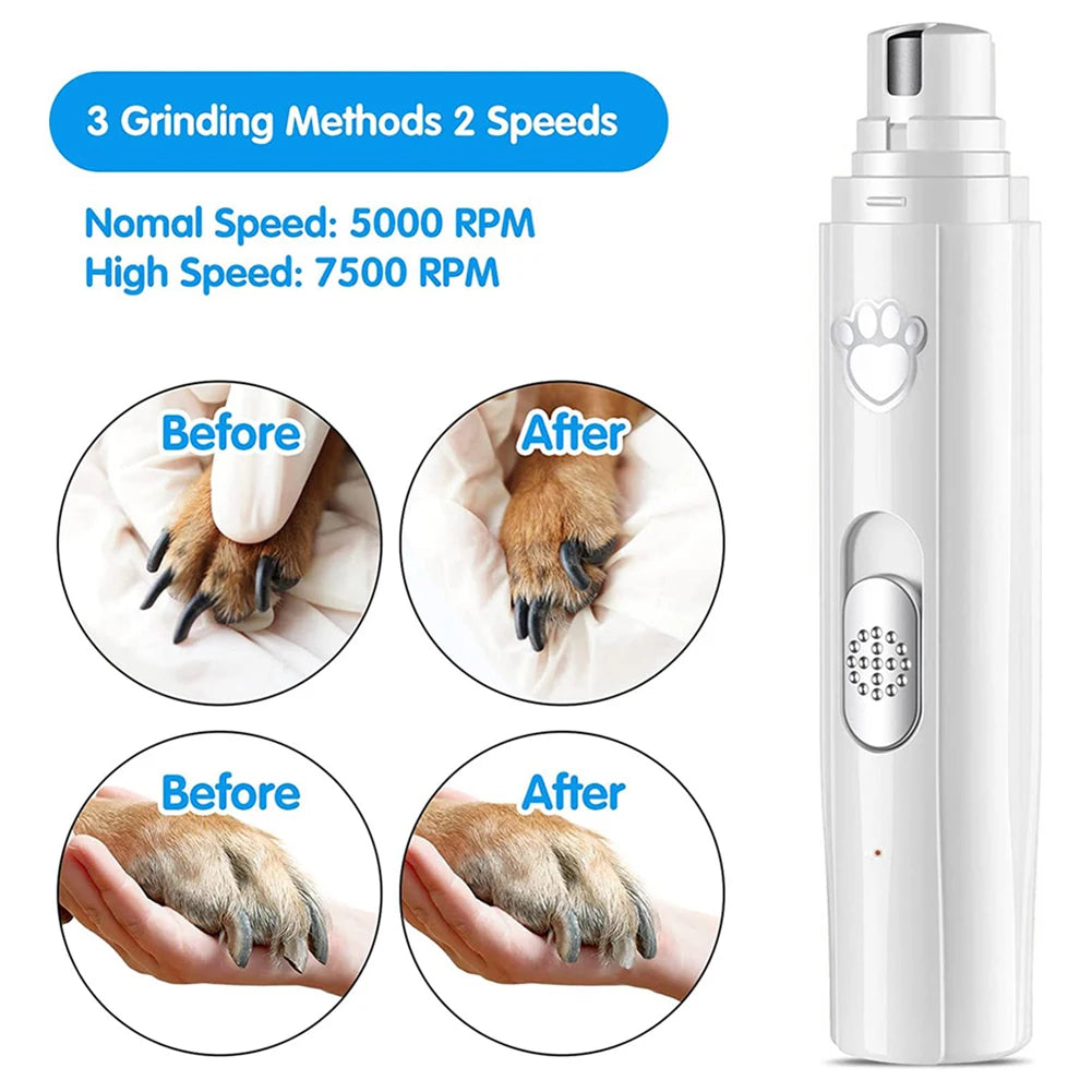 Electric USB Rechargeable Pet Nail Trimmers Painless with Polisher Wheel for Small/Large Pets