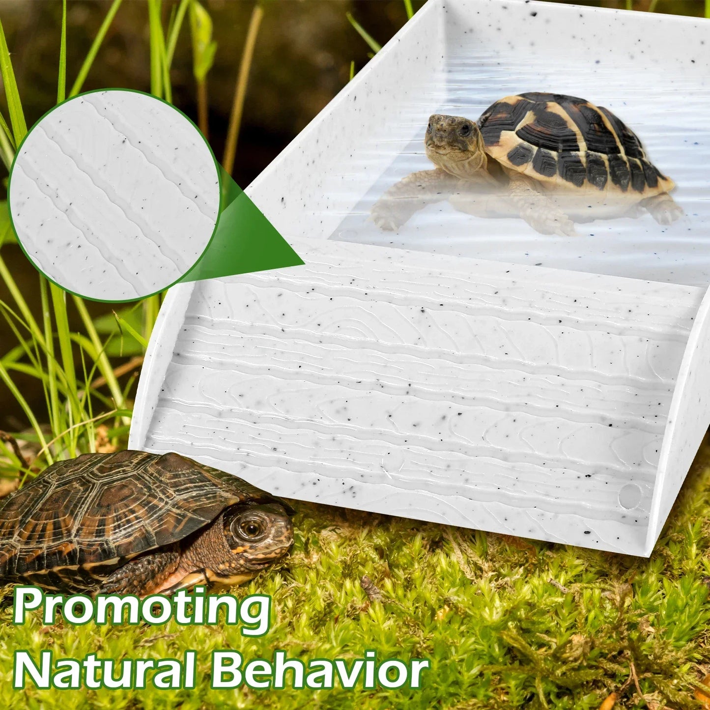 Reptile Platform Habitat Crawling Pet Food Bowls Anti-Slip Turtle Hideout Caves Shelter Aquarium