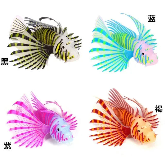 Aquarium Artificial Luminous Lionfish Landscape Silicone Floating Glow In Dark Ornament Home