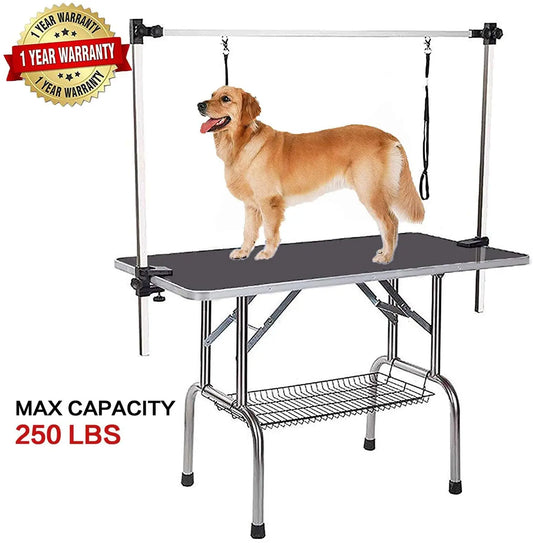 36"/46" Professional Dog Pet Grooming Table Adjustable Heavy Duty Portable w/Arm & Noose & Mesh Tray