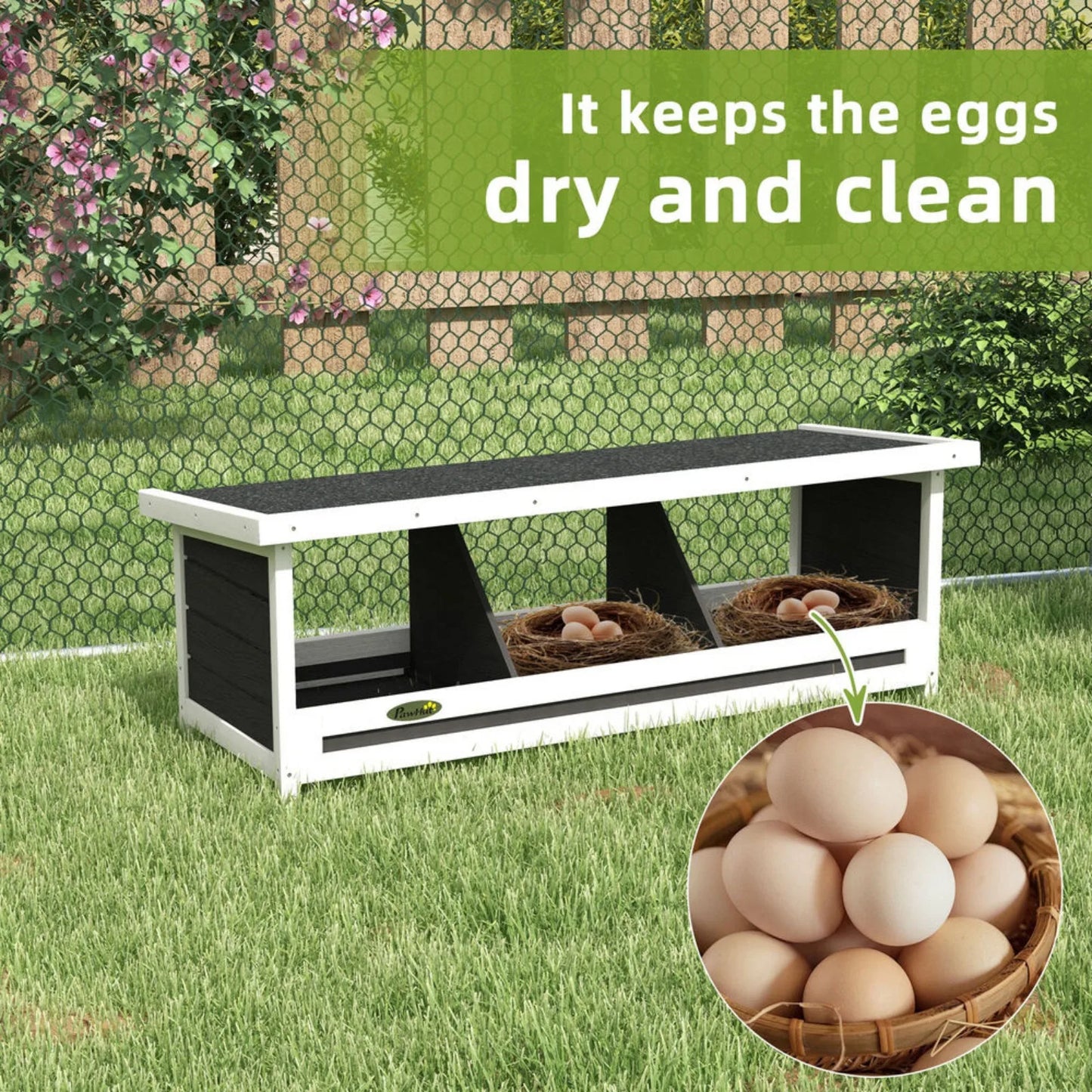 US Wood Nesting Boxes Chicken Coop 3 Hole Egg Laying Box Hen with Roof