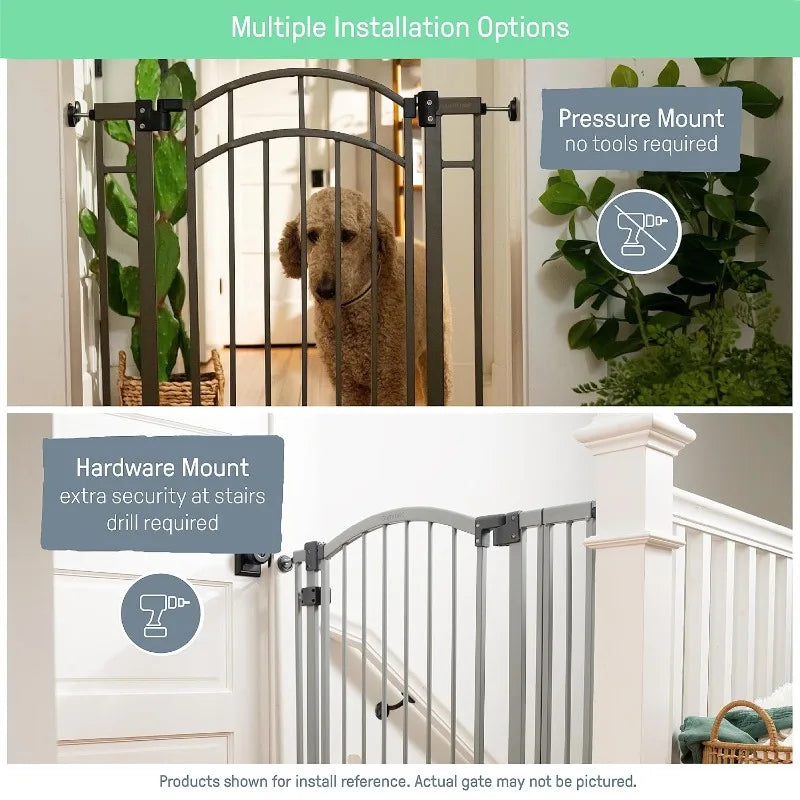 Modern Home Safety Gate for Pets & Babies, 28"-42" Wide, 30" Tall, Pressure/Hardware Mounted