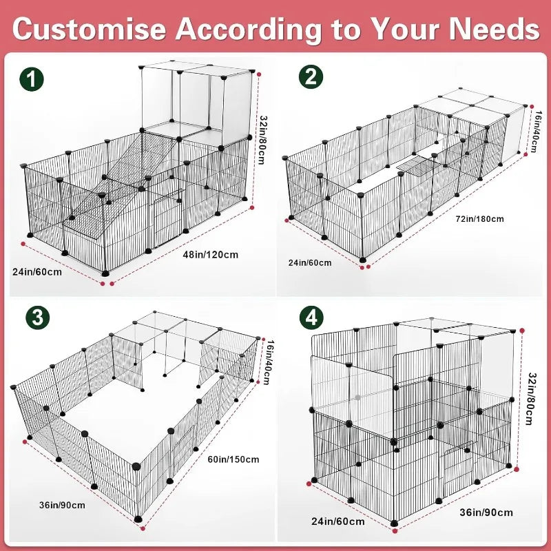 24 Panels Small Animal Playpen, Cage for Guinea Pigs, Indoor Outdoor Portable Metal Wire Yard Fence