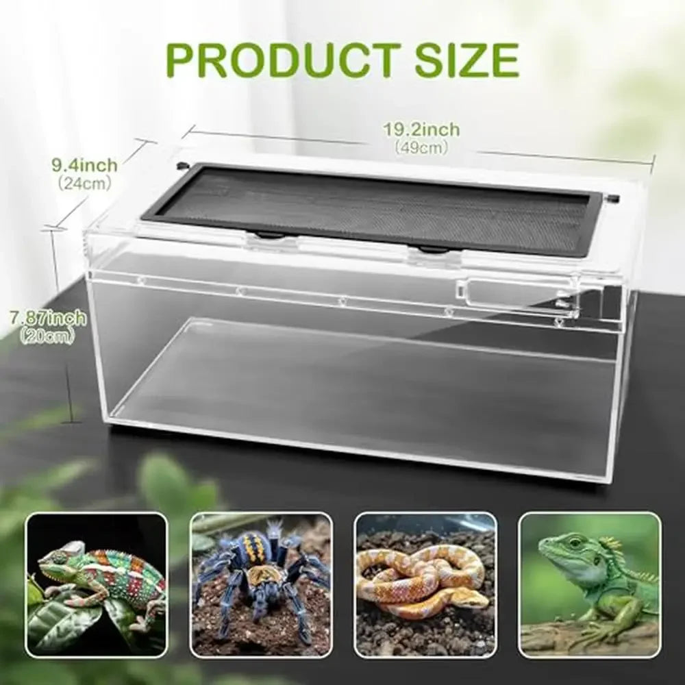 Reptile Terrarium Kit Habitat Cage Starter Set Unbreakable PC Material Complete Accessories Kit Easy