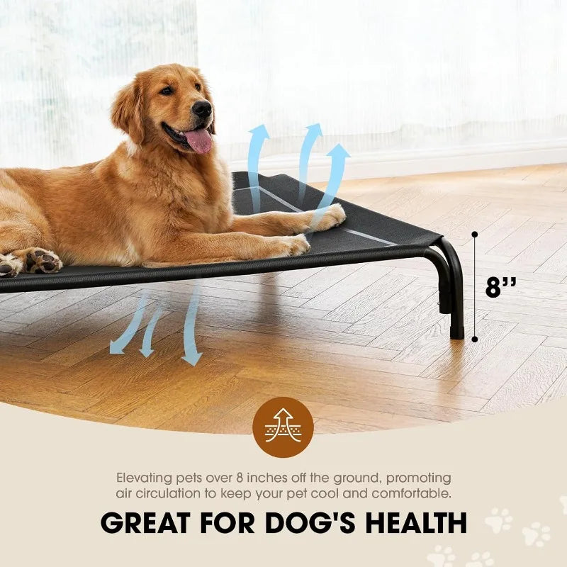 Elevated Dog Bed, Outdoor for Large Sized Dog, Portable Cooling Pet Cot with Breathable & Washable Mesh,