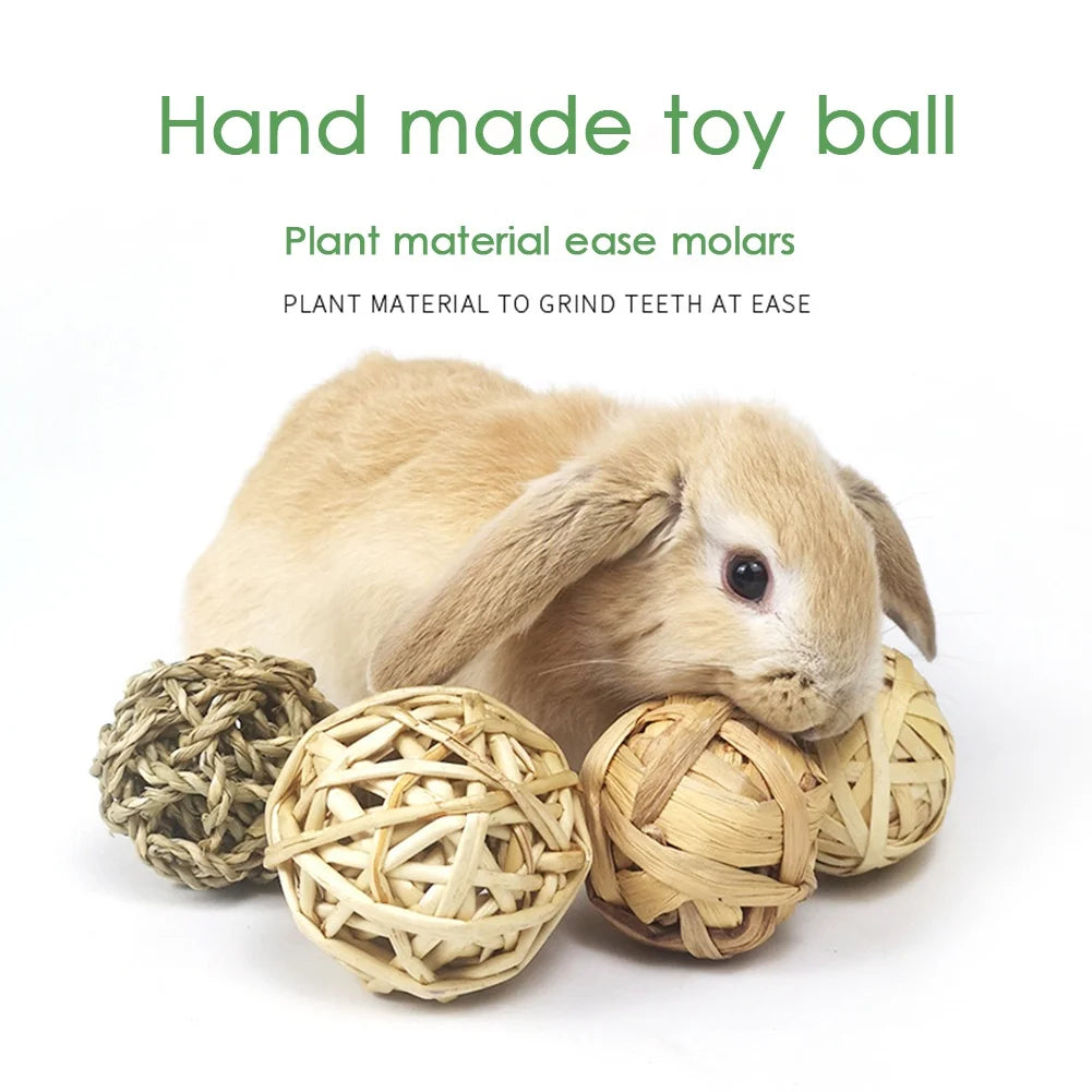 5PCS Rabbit Ball Toys Treats  For Teething Small Animal Chew Toys Grass Ball