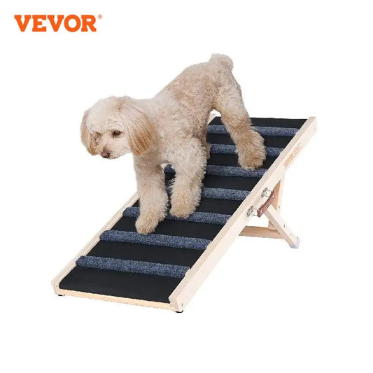 Dog Ramp Folding Ladder Anti-slip High Adjustable Wooden Removable Climbing Stairs Sofa Car Bed