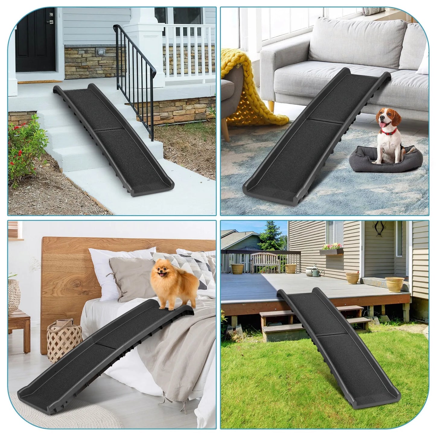 61 Inch Foldable Dog Pet Ramp, Suitable for Cars, SUVs, Trucks, Anti Slip Stairs, Stairs, Travel Elevators