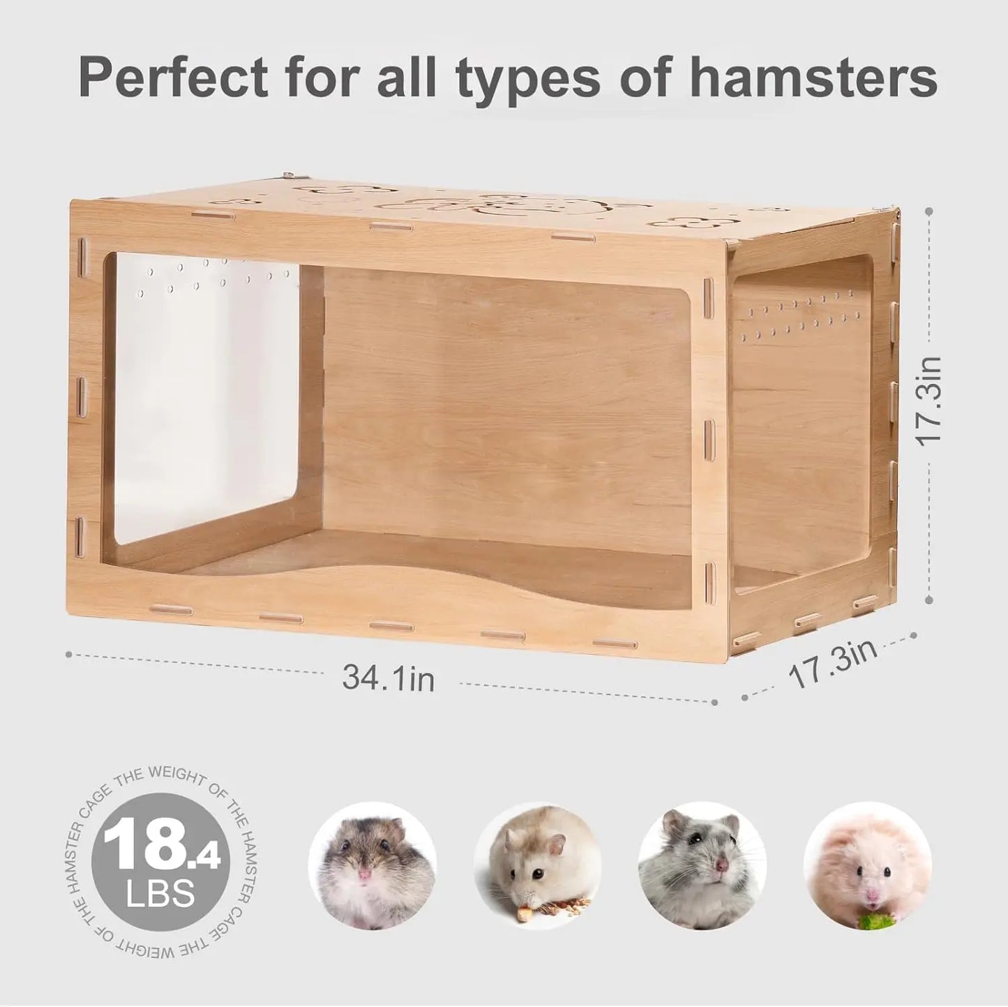 Wooden Hamster Cage Large Front-closing and Front-opening