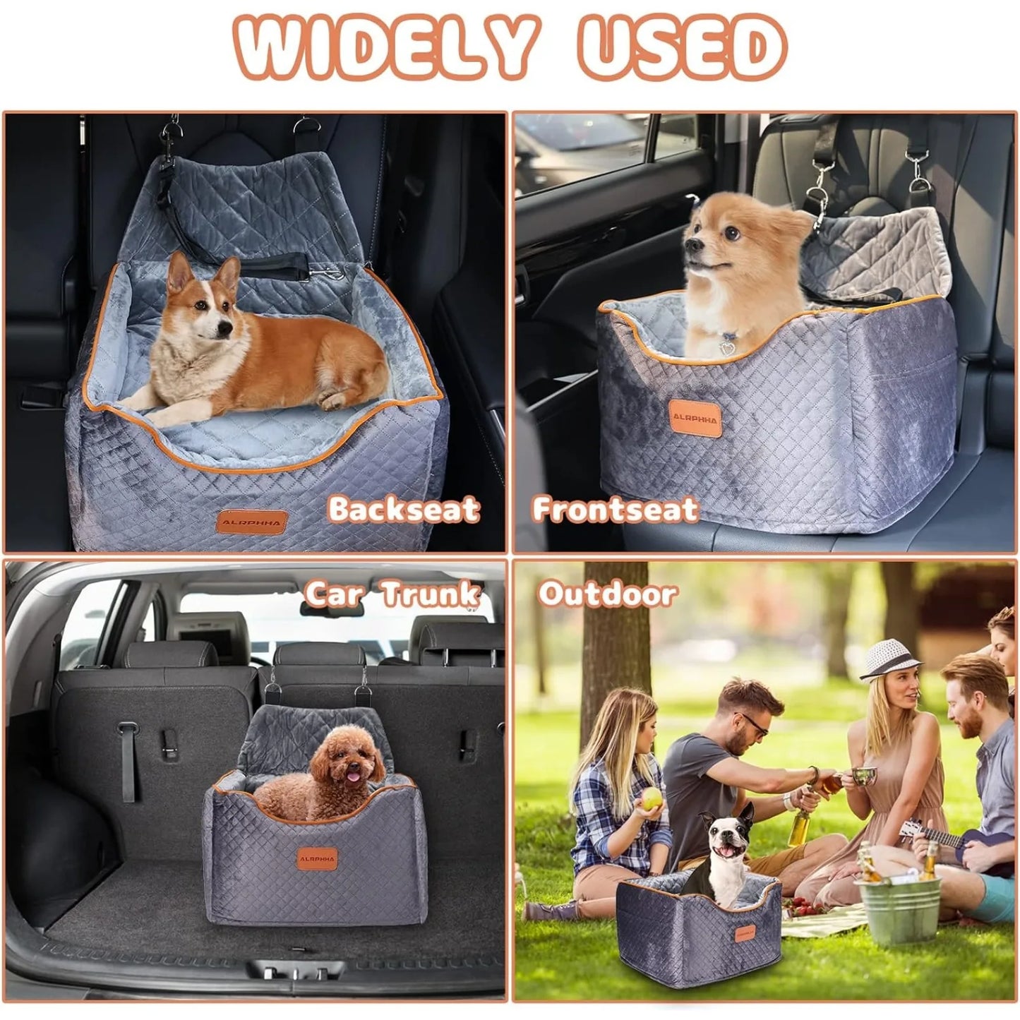 US Memory Foam Booster Dog Car Seat with Washable Removable Cover, Anti-Slip Sturdy Dog Booster