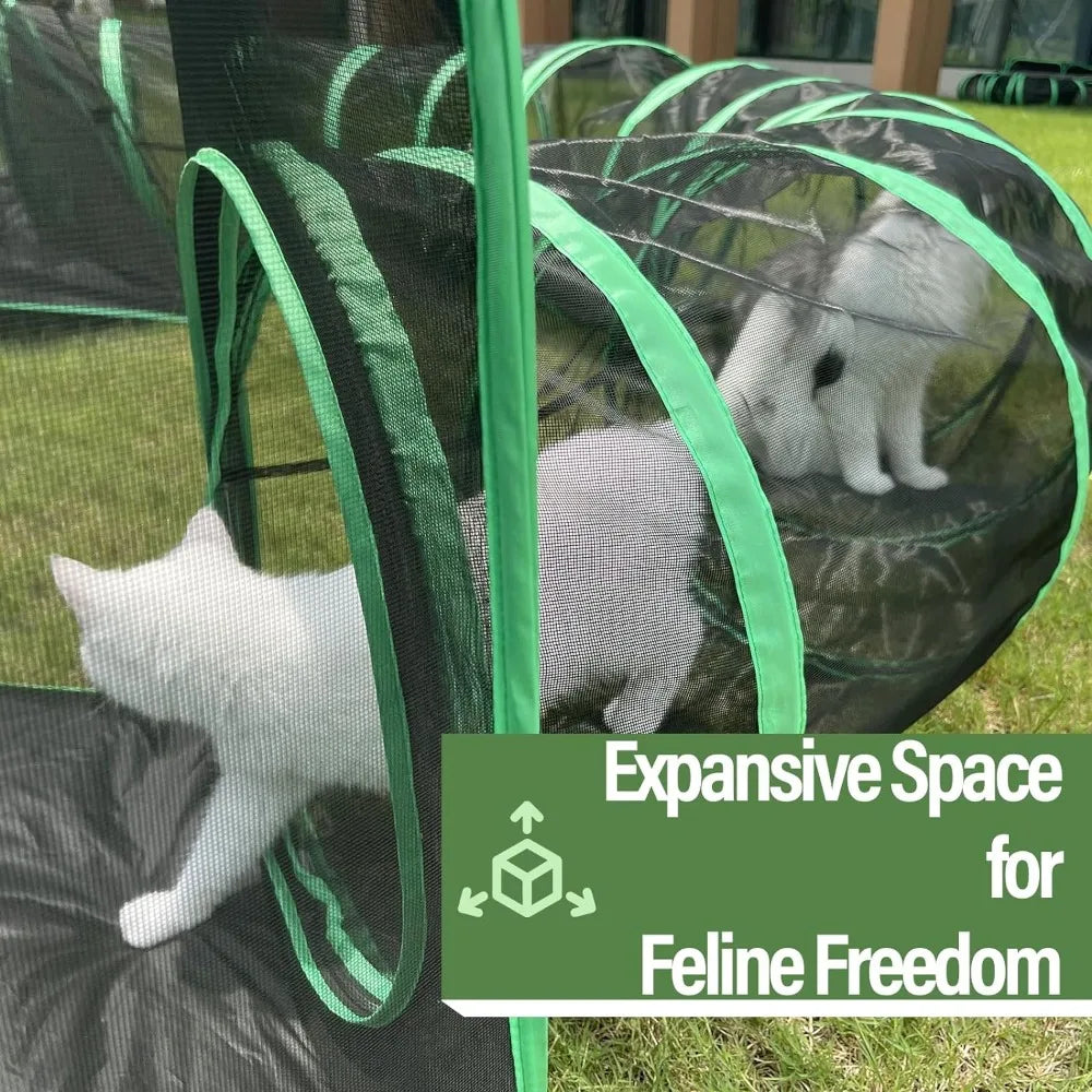 6-in-1 Outdoor Cat Play Tents and Tunnels - Portable Cat Enclosures and Playpen With 3 Tents and 3 Tunnels