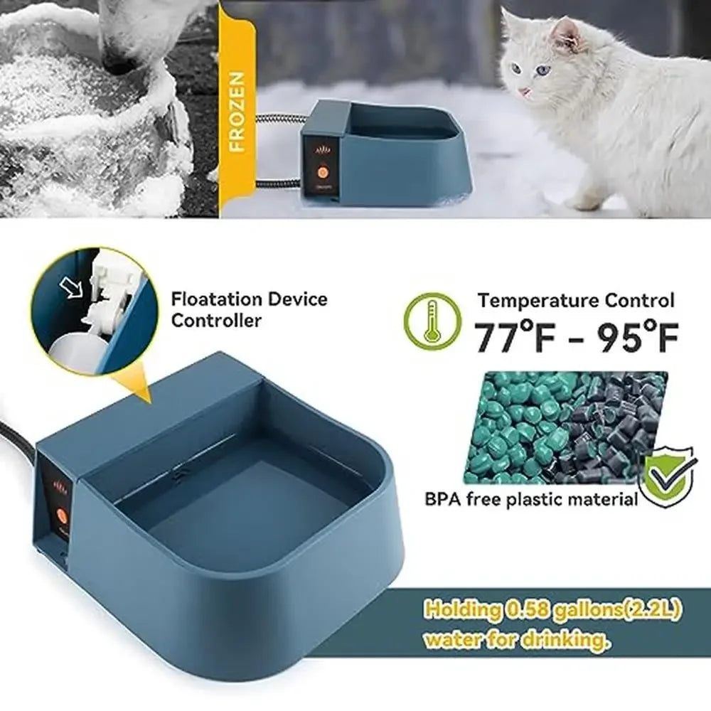 Heated Automatic Water Bowl Dogs Cats Chickens Outdoor Animals Auto Filling Safe Heating 2L Capacity