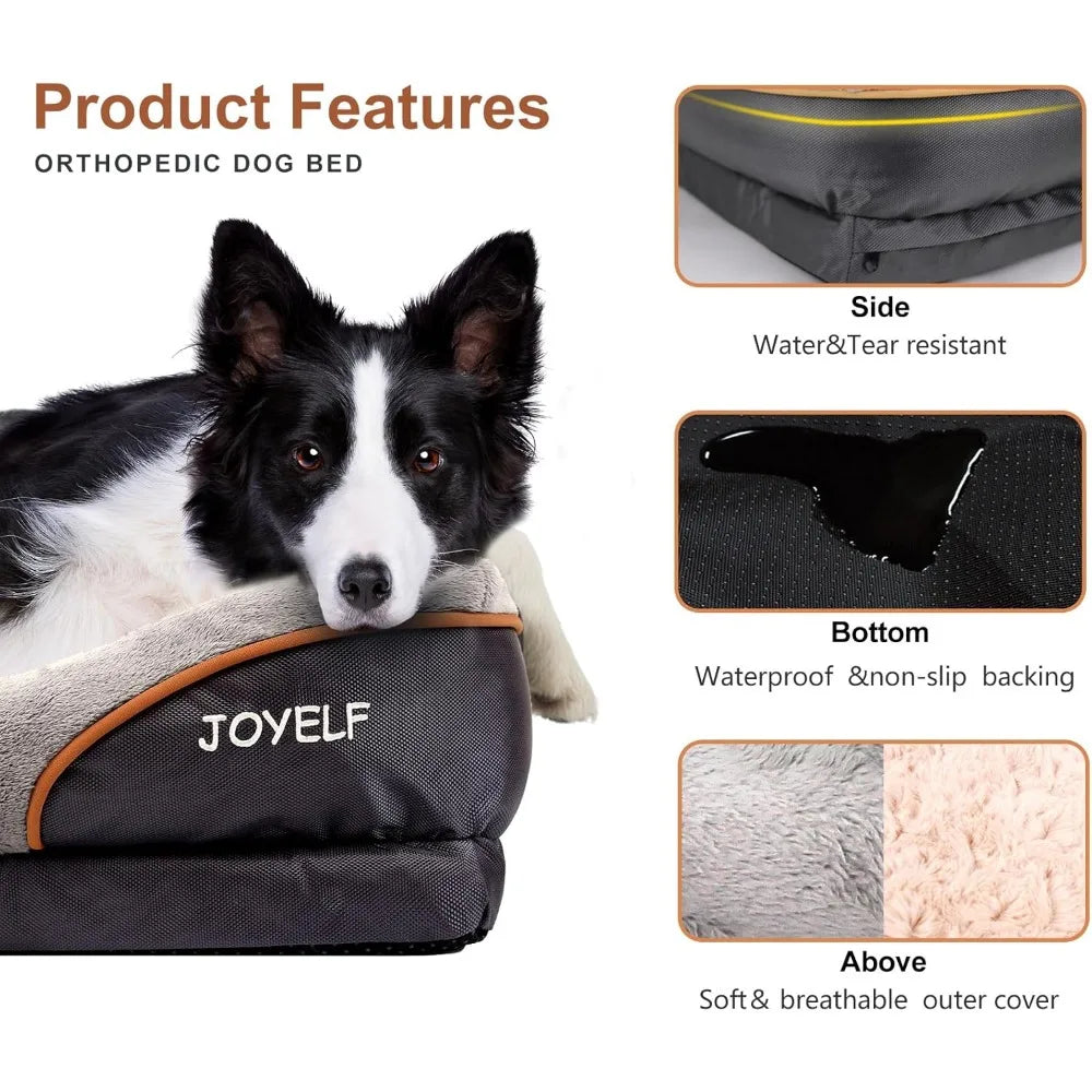 Memory Foam Orthopedic Dog Bed & Sofa with Removable Washable Cover and Squeaker Toy as Gift