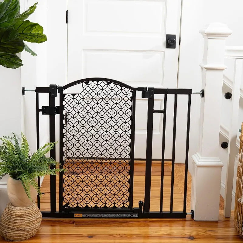 Modern Home Safety Gate for Pets & Babies, 28"-42" Wide, 30" Tall, Pressure/Hardware Mounted