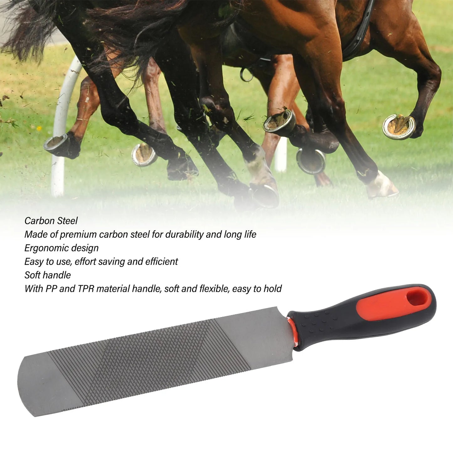 8 Inch Hoof Rasp Carbon Steel Ergonomic Horseshoe File Trimming Tool with Flexible Handle for Horse