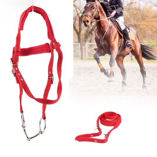 Adjustable Horse Bridle Rein Harness Headstalls with Soft Cushion Red Horse