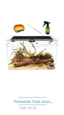 Reptile Terrarium Kit Habitat Cage Starter Set Unbreakable PC Material Complete Accessories Kit Easy