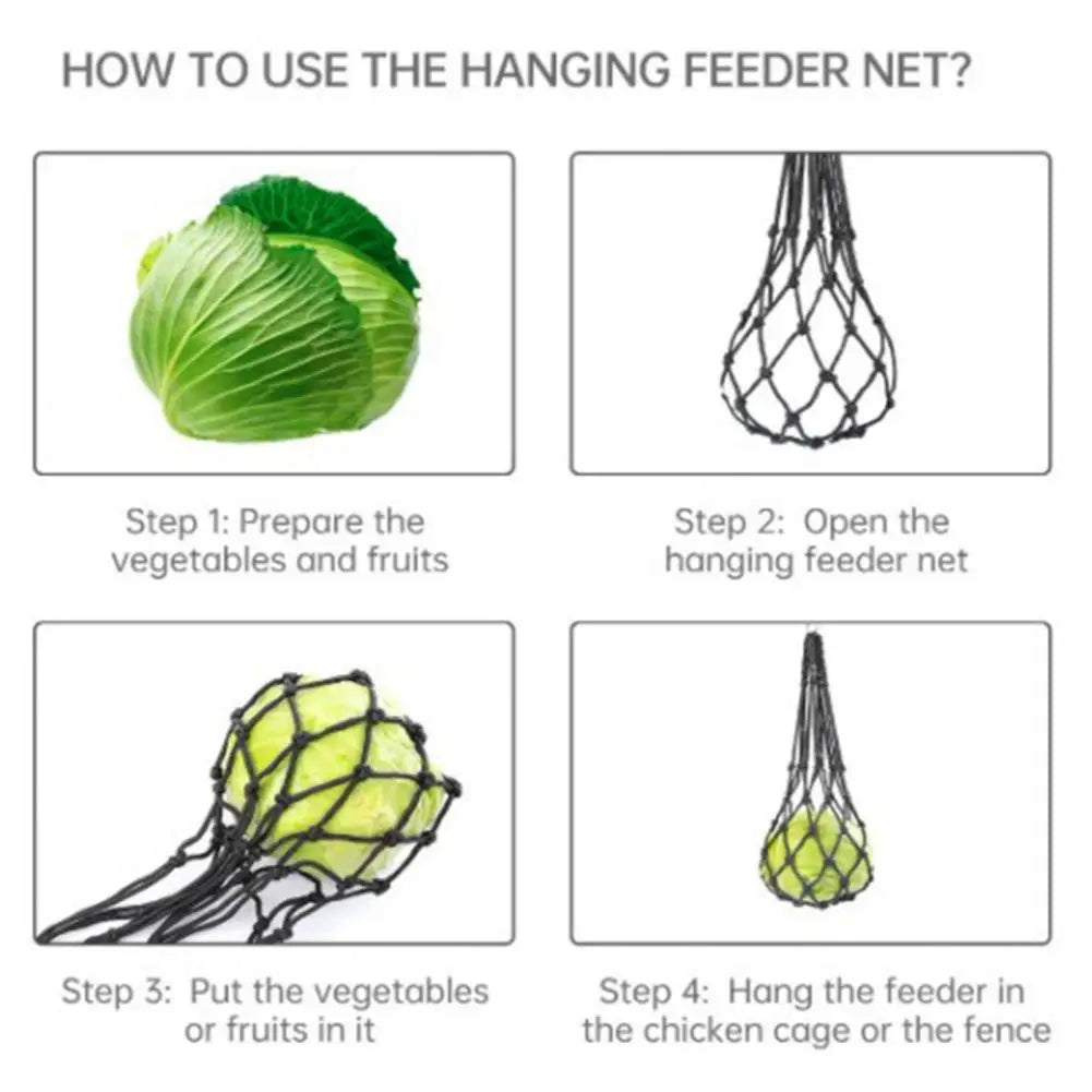 Enrichment Efficient Hanging Feeder for Chickens Mesh Net Bag Healthy Vegetable Feeding Tool