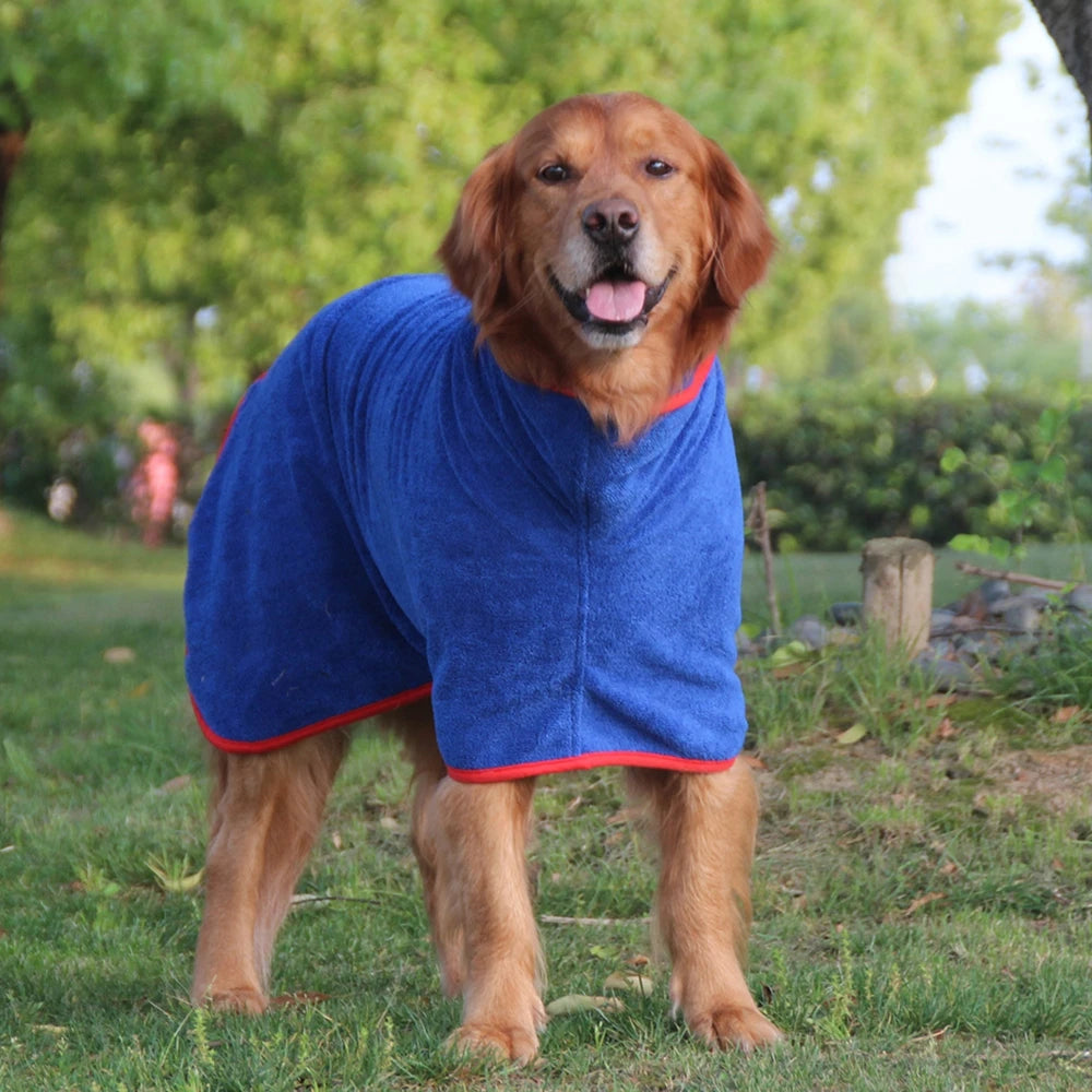 Dog Bathrobe Microfiber Quick Drying Coat Super Absorbent Luxurious Soft Bath Towel Adjustable Warm