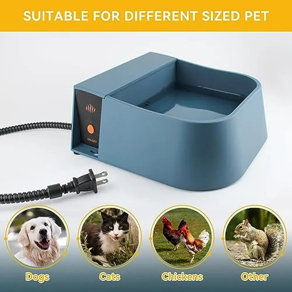 Heated Automatic Water Bowl Dogs Cats Chickens Outdoor Animals Auto Filling Safe Heating 2L Capacity