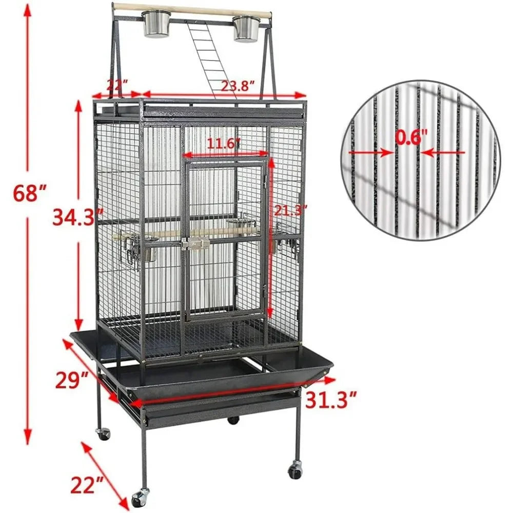 Bird Cage, Suitable for African Grey Small Quaker Parrot, Parrot, Sun Parrot, Green Cheeked Cone, Dove, Bukit Lovebird