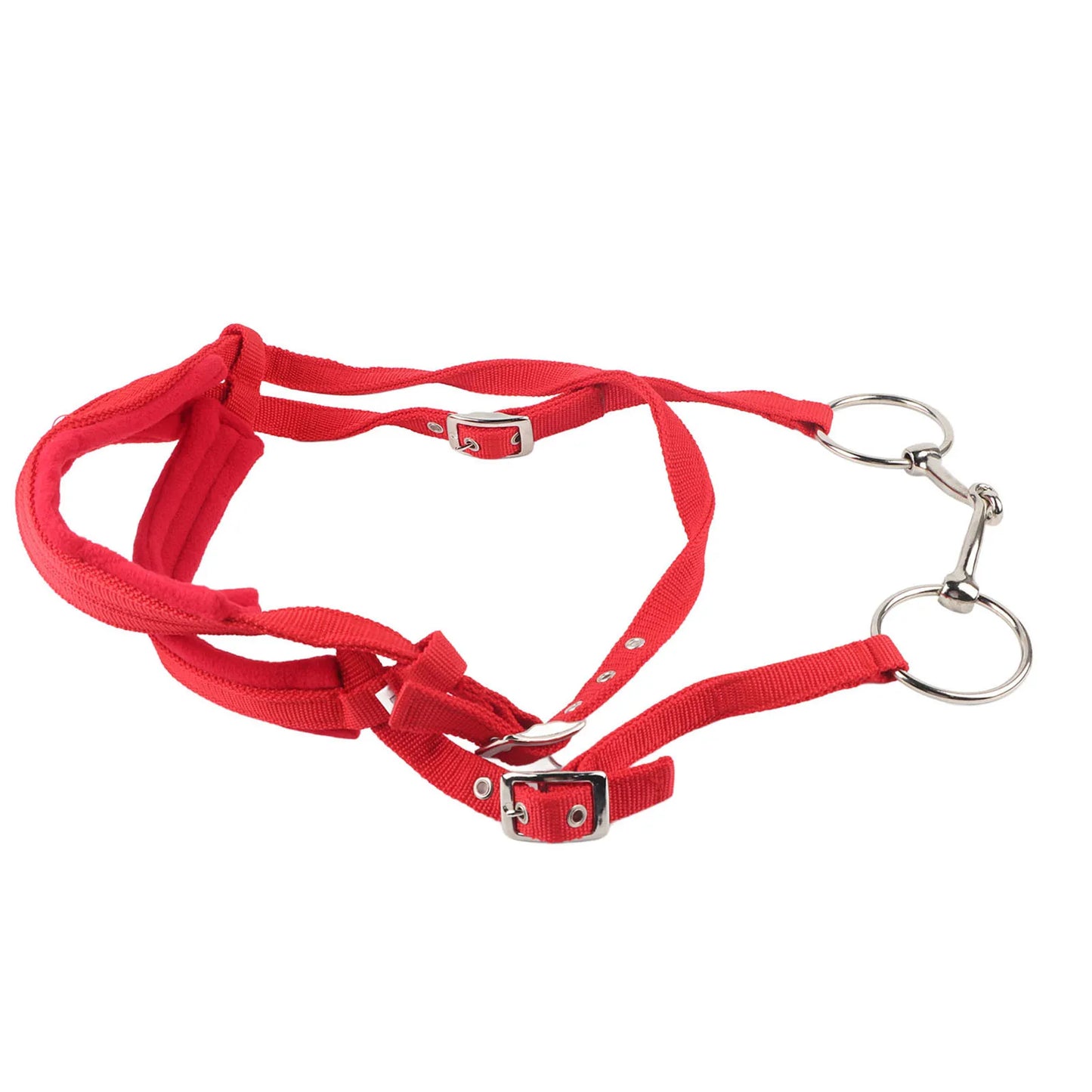 Adjustable Horse Bridle Rein Harness Headstalls with Soft Cushion Red Horse