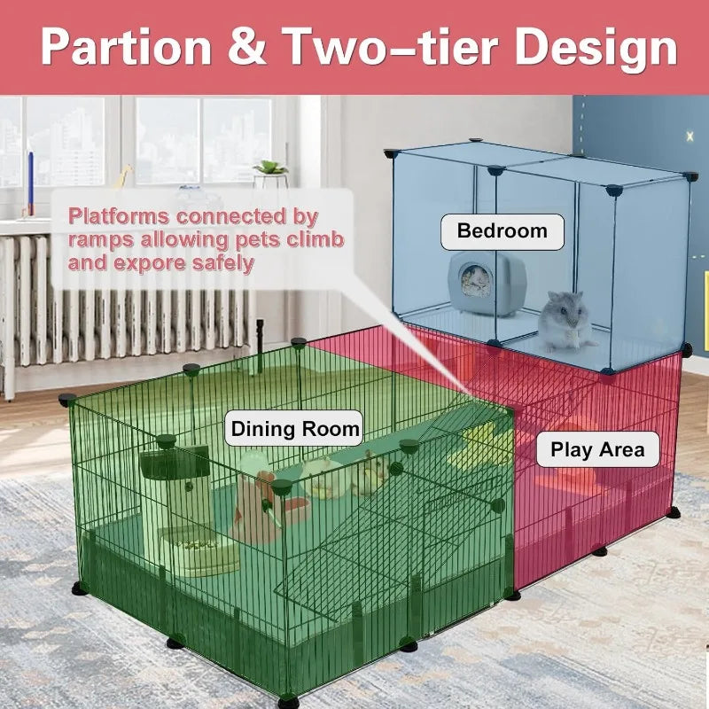 24 Panels Small Animal Playpen, Cage for Guinea Pigs, Indoor Outdoor Portable Metal Wire Yard Fence