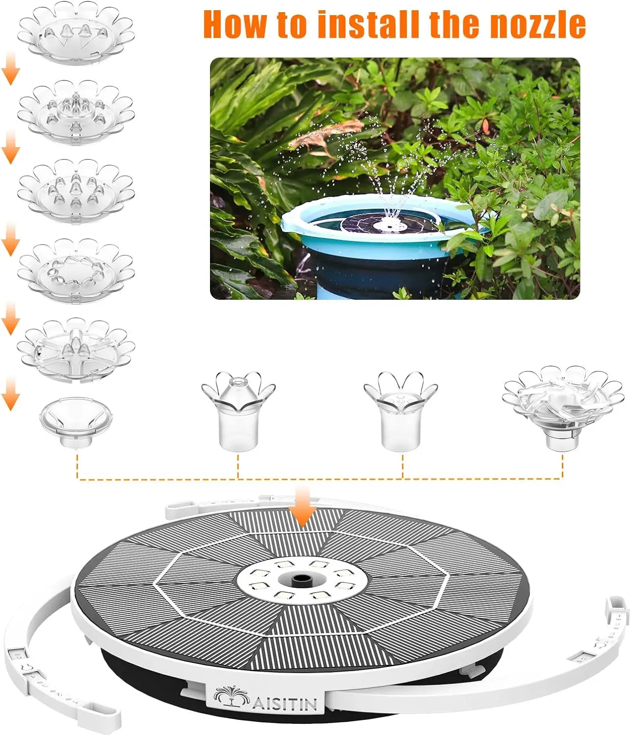 3.5W LED Solar Fountain with Water Pump, Suitable for Bird Baths, and Fish Tanks Water Spray