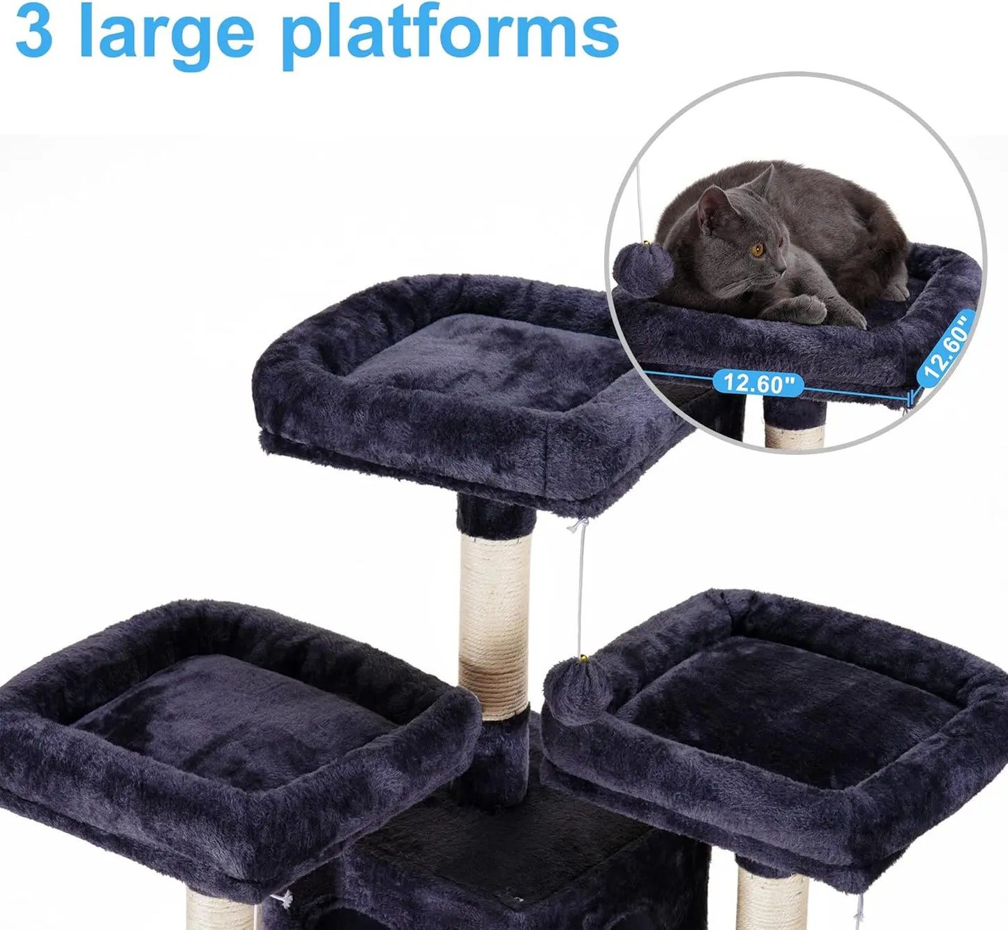 71 inches XL Large Cat Tower Multi-Level Cat House with 3 Padded Perches, Big Scratcher,