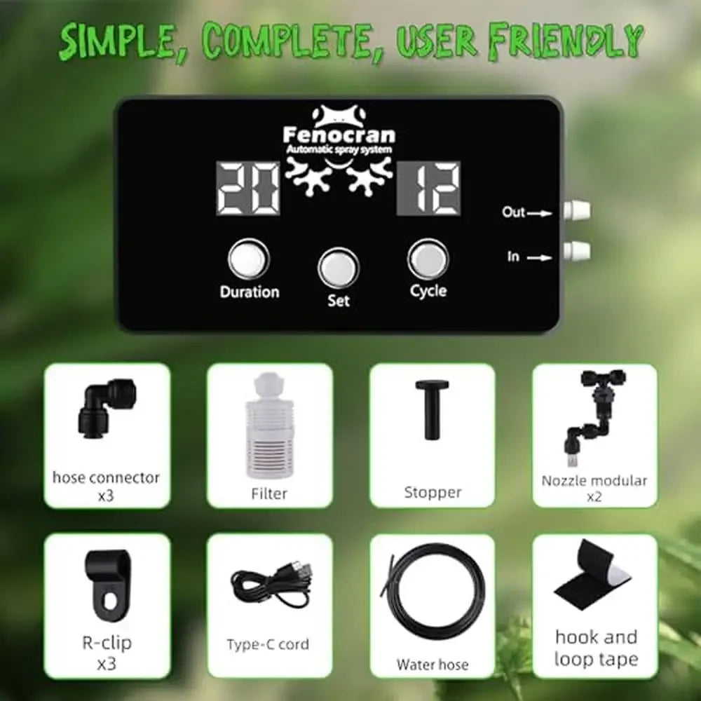 Reptile Mister System Smart Misting Tank Humidifier Quiet Efficient Kit Timer Terrarium Mister