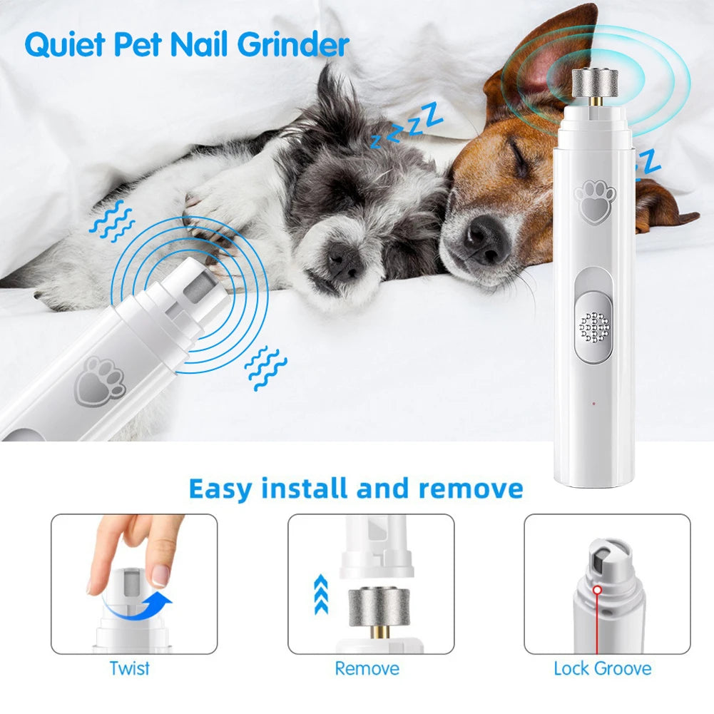 Electric USB Rechargeable Pet Nail Trimmers Painless with Polisher Wheel for Small/Large Pets