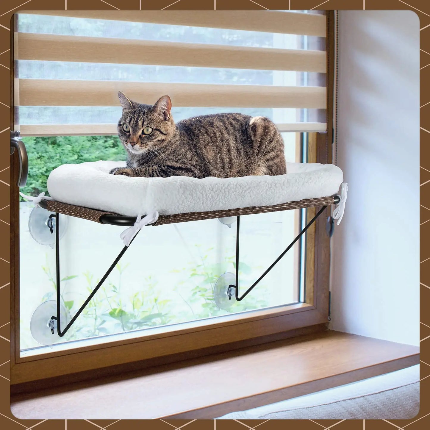 Cat Window Perch with Supported Under Metal, Cat Hammock with Spacious and Comfortable Pet Bed