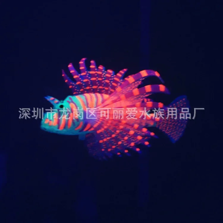 Aquarium Artificial Luminous Lionfish Landscape Silicone Floating Glow In Dark Ornament Home