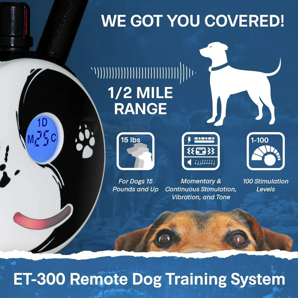 Electronic Training Collars 1/2 Mile Dog Remote - Static, Vibration & Tone Electric Training Collars