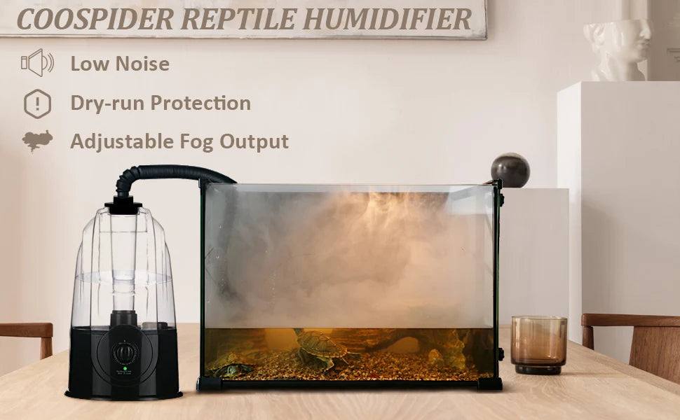 Humidifier Mister for Terrarium Tank with 2 Extension Tubes/Hoses, Pets Mister Adjustable Fog