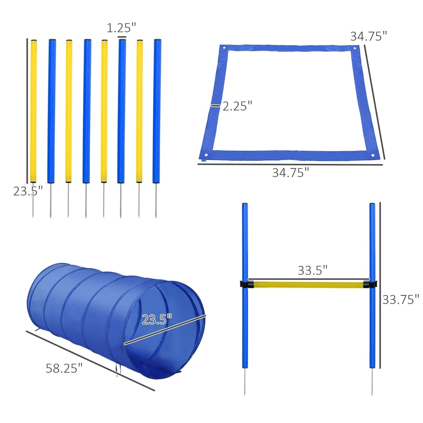 US Backyard Dog Agility Training Kit Obstacle Course Equipment Jump Tunnel -