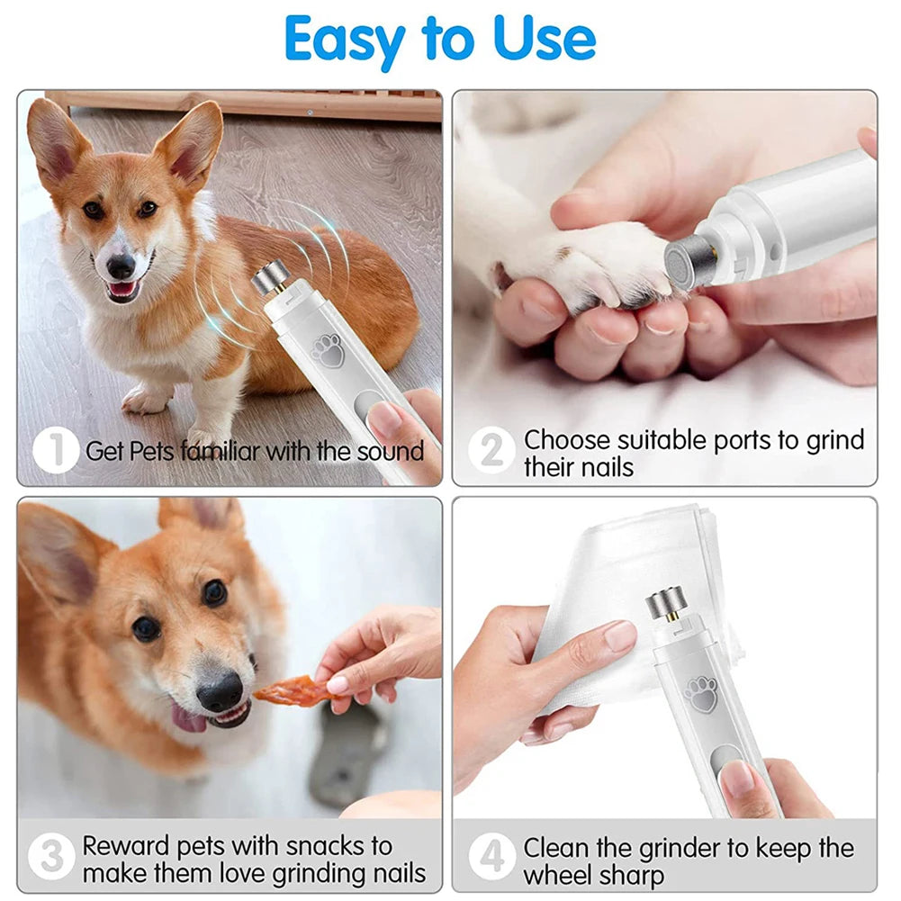 Electric USB Rechargeable Pet Nail Trimmers Painless with Polisher Wheel for Small/Large Pets