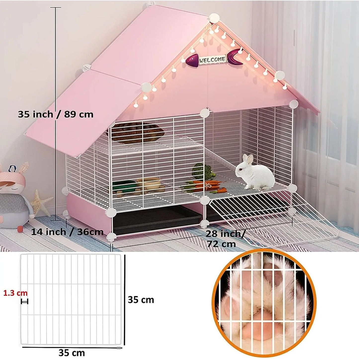 Spacious Small Animal Cage: Cozy Indoor Home for Rabbits, Guinea Pigs, Ferrets - Durable & Secure