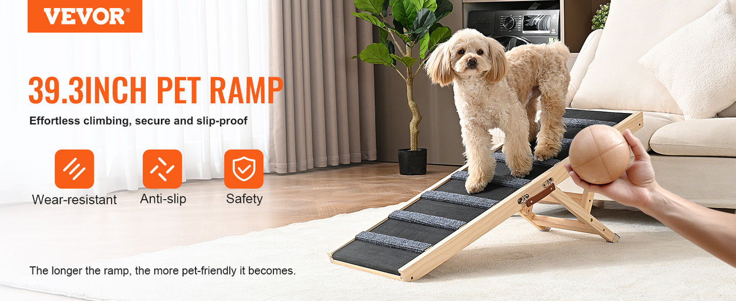 Dog Ramp Folding Ladder Anti-slip High Adjustable Wooden Removable Climbing Stairs Sofa Car Bed